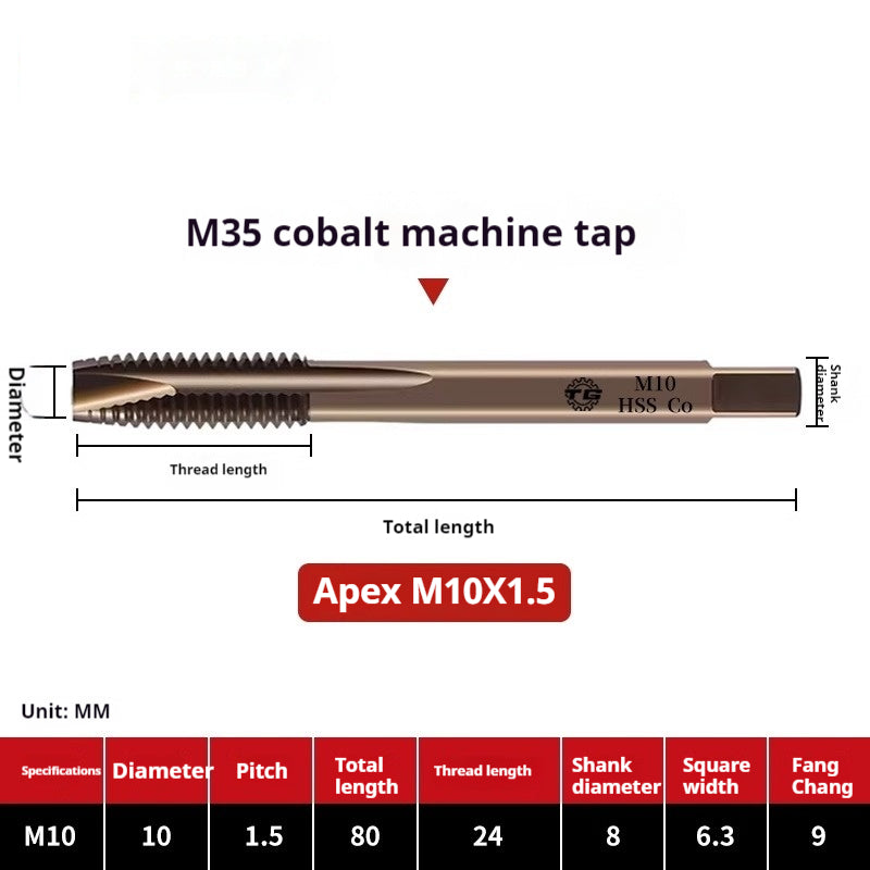 2117-M35 cobalt-containing tip tap, stainless steel special tapping screw tip machine tap M3M4M5M6M8 Shandong Denso Pricision Tools Co.,Ltd.